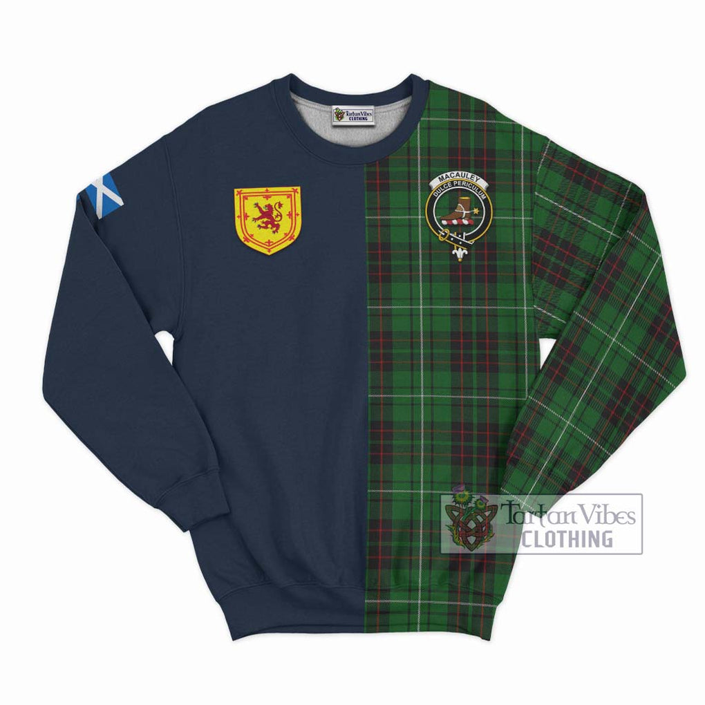MacAuley of Lewis Tartan Sweatshirt Alba with Scottish Lion Royal Arm Half Style Unisex - Tartan Vibes Clothing