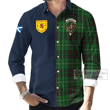 Tartan Vibes Clothing MacAuley of Lewis Tartan Long Sleeve Button Shirt with Scottish Lion Royal Arm Half Style