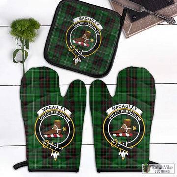MacAuley of Lewis Tartan Combo Oven Mitt & Pot-Holder with Family Crest Black - Tartan Vibes Clothing