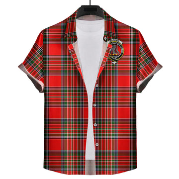 MacBain Tartan Short Sleeve Button Down Shirt with Family Crest