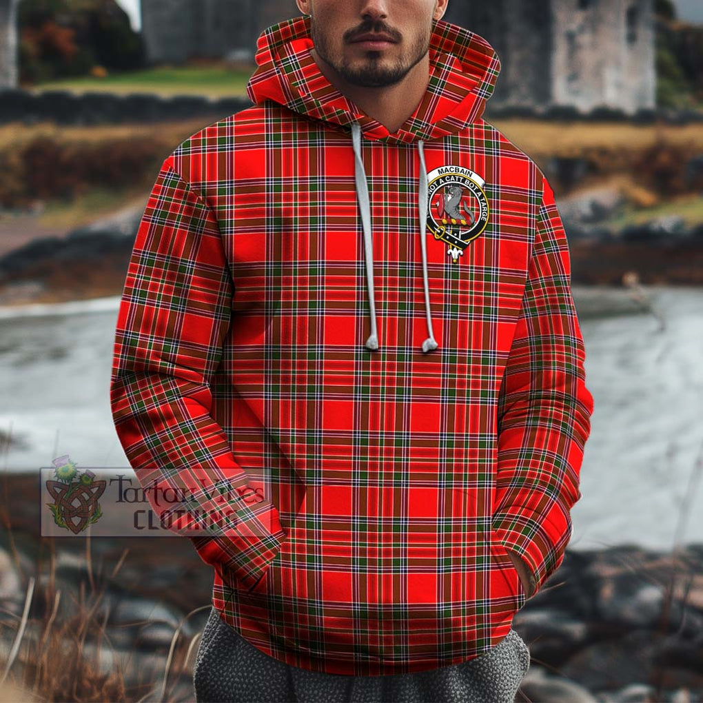 MacBain Tartan Cotton Hoodie with Family Crest Pullover Hoodie XS - Tartan Vibes Clothing
