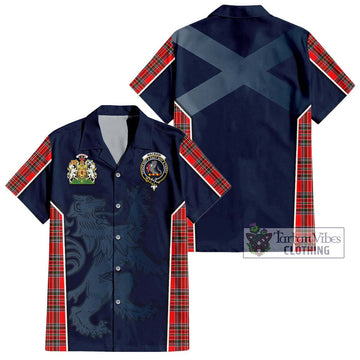 MacBain Tartan Short Sleeve Button Shirt with Family Crest and Lion Rampant Vibes Sport Style Kid - Tartan Vibes Clothing