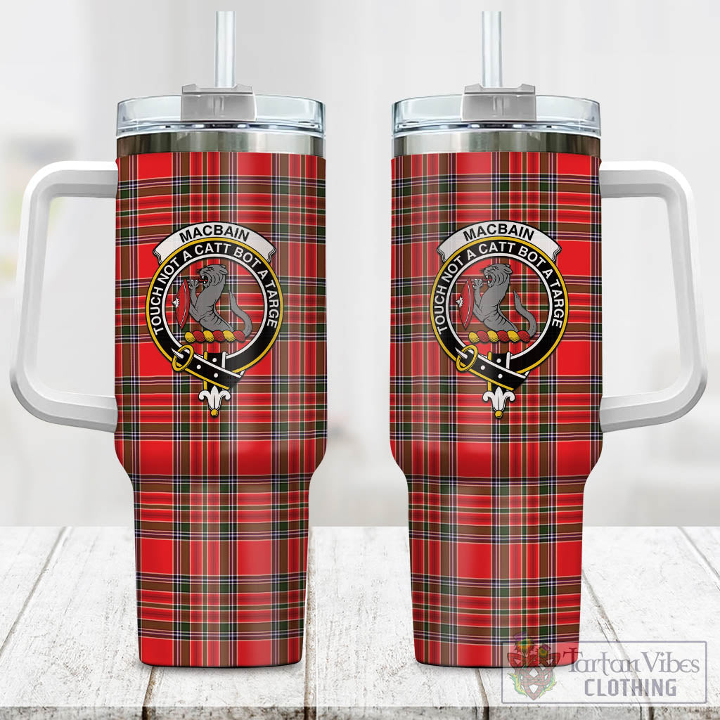 Tartan Vibes Clothing MacBain Tartan and Family Crest Tumbler with Handle