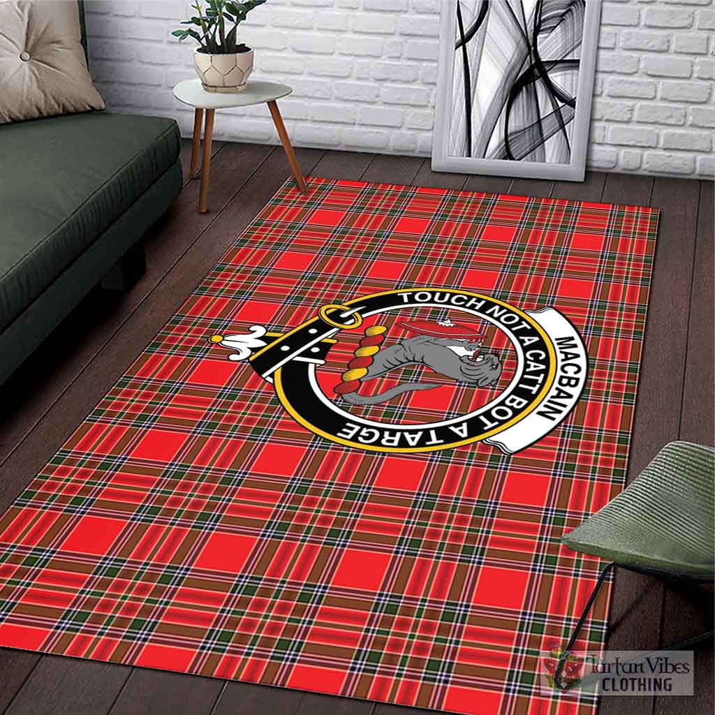 Tartan Vibes Clothing MacBain Tartan Area Rug with Family Crest
