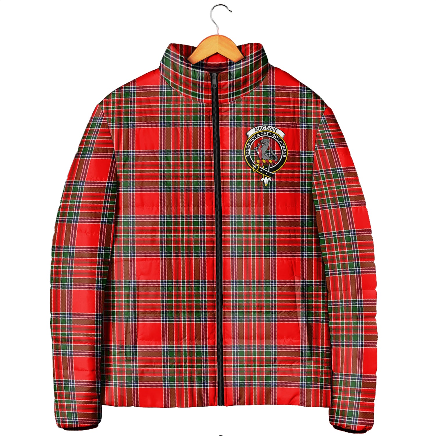 MacBain Tartan Padded Jacket with Family Crest - Tartanvibesclothing