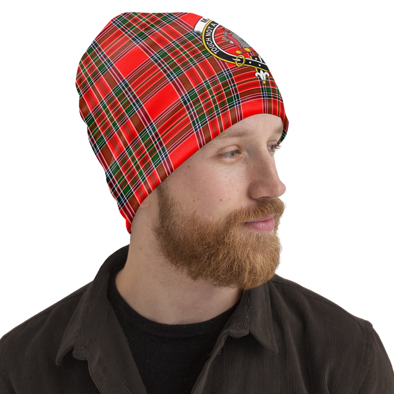 MacBain Tartan Beanies Hat with Family Crest One Size 10.5*10.2 inches - Tartan Vibes Clothing