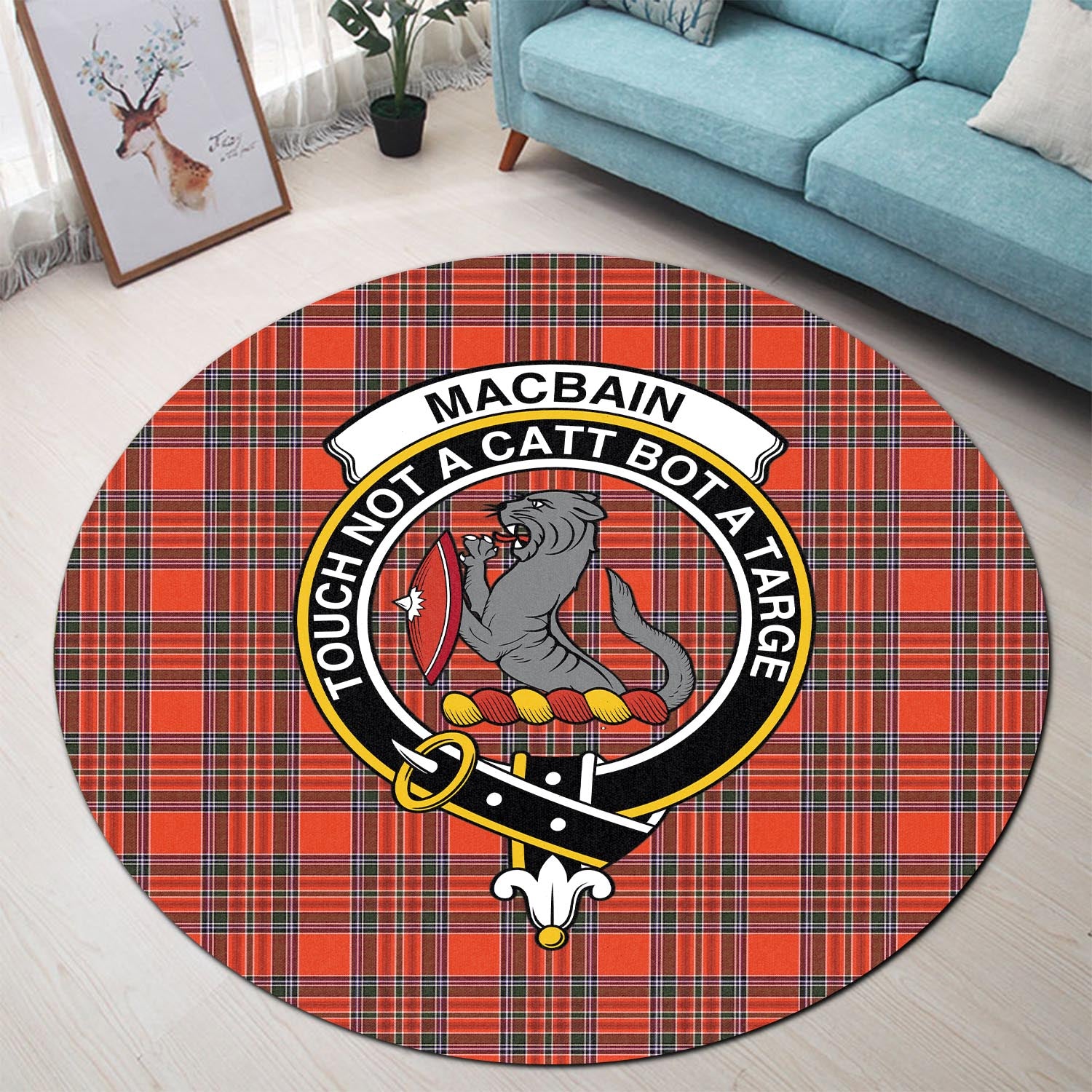 macbain-tartan-round-rug-with-family-crest