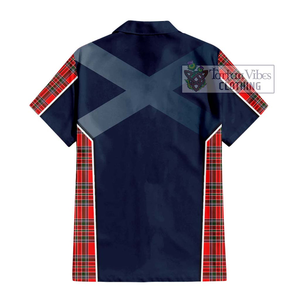 MacBain Tartan Short Sleeve Button Shirt with Family Crest and Lion Rampant Vibes Sport Style - Tartan Vibes Clothing
