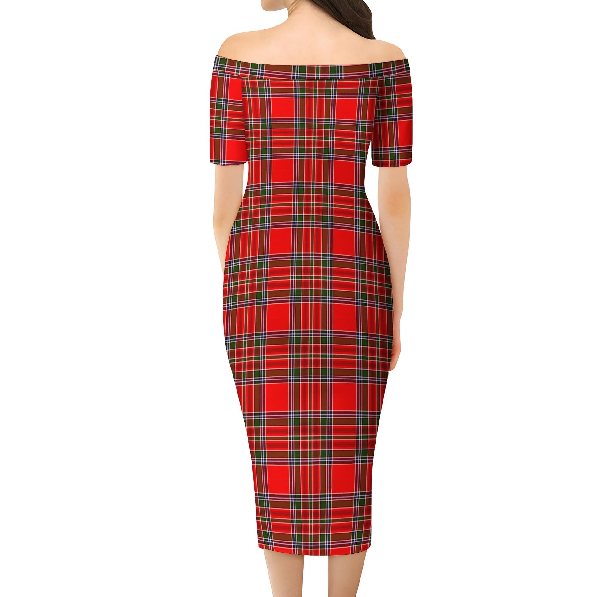 MacBain Tartan Off Shoulder Lady Dress - Tartanvibesclothing