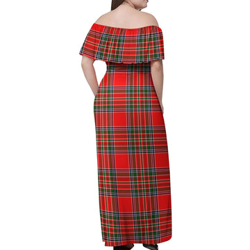 MacBain Tartan Off Shoulder Long Dress - Tartanvibesclothing