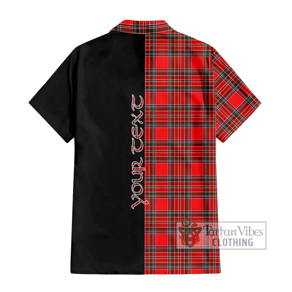 MacBain Tartan Short Sleeve Button Shirt with Family Crest and Half Of Me Style - Tartanvibesclothing Shop