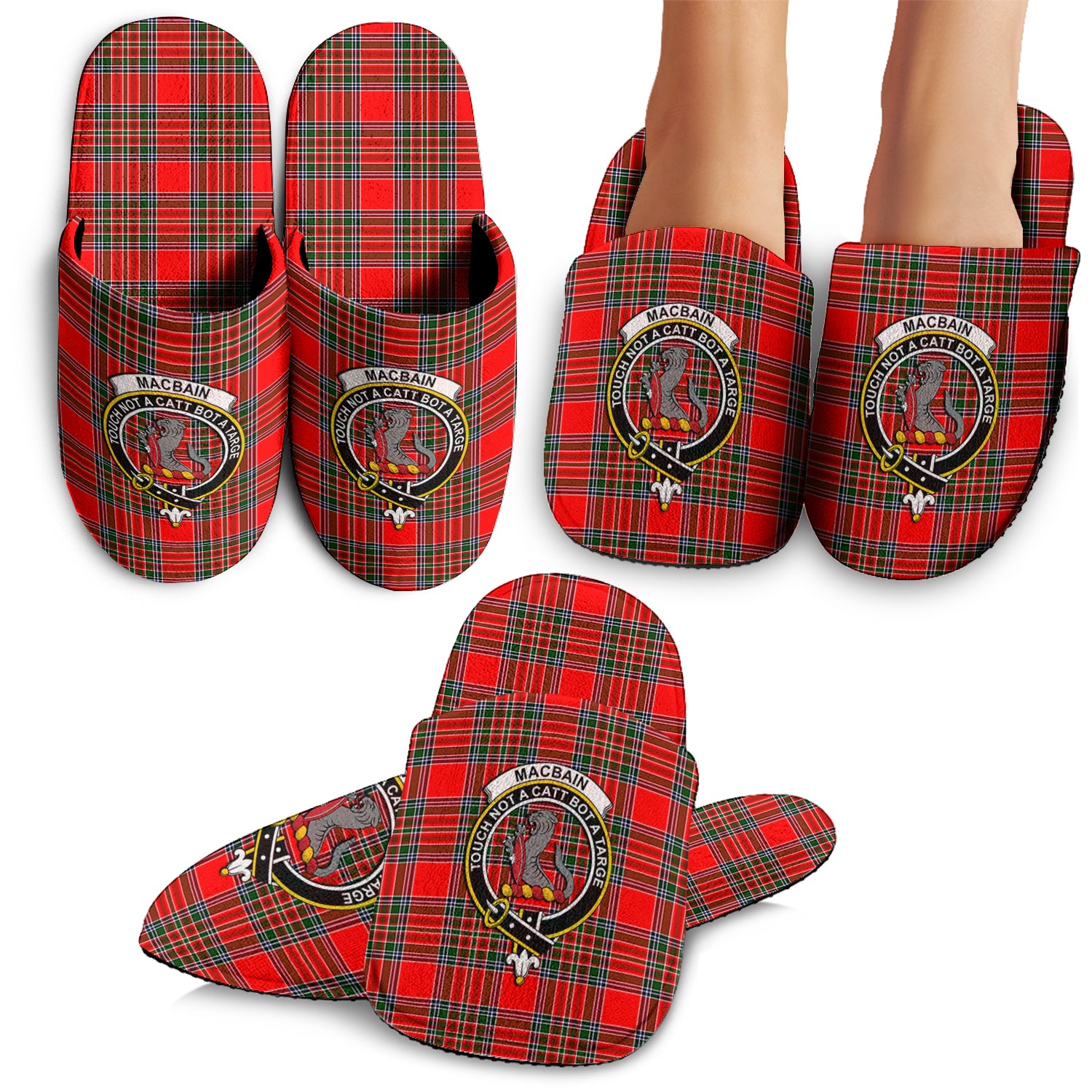 MacBain Tartan Home Slippers with Family Crest - Tartanvibesclothing