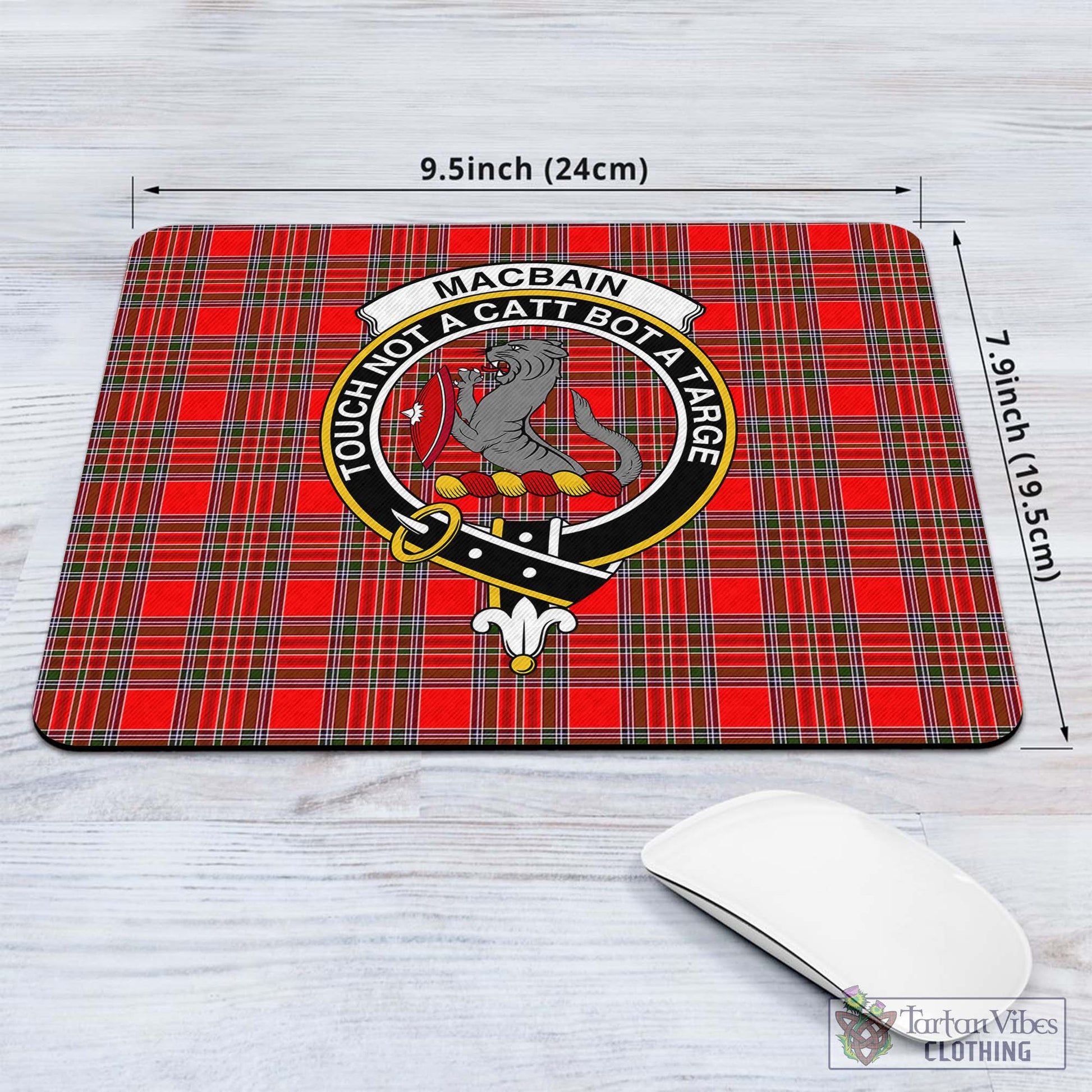 Tartan Vibes Clothing MacBain Tartan Mouse Pad with Family Crest