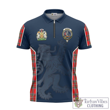 MacBain Tartan Zipper Polo Shirt with Family Crest and Lion Rampant Vibes Sport Style