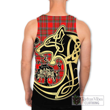 MacBain Tartan Men's Tank Top with Family Crest Celtic Wolf Style