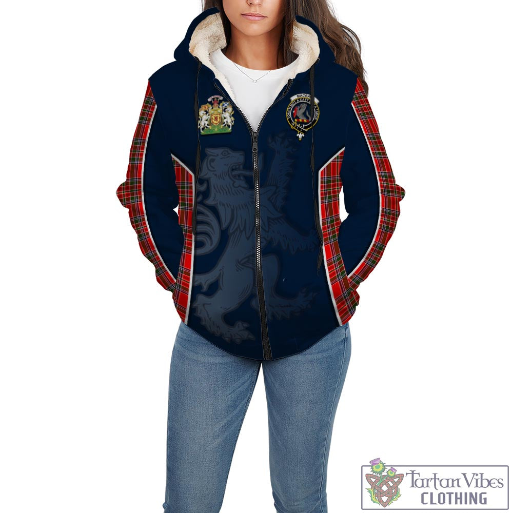 Tartan Vibes Clothing MacBain Tartan Sherpa Hoodie with Family Crest and Lion Rampant Vibes Sport Style