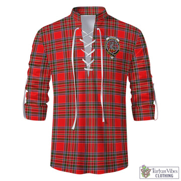 MacBain Tartan Men's Scottish Traditional Jacobite Ghillie Kilt Shirt with Family Crest