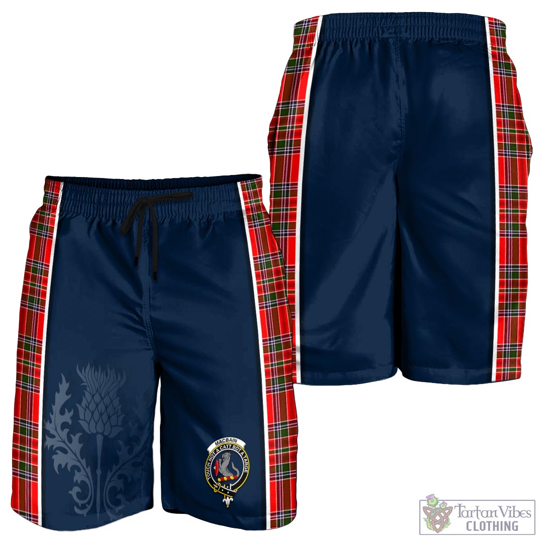 Tartan Vibes Clothing MacBain Tartan Men's Shorts with Family Crest and Scottish Thistle Vibes Sport Style