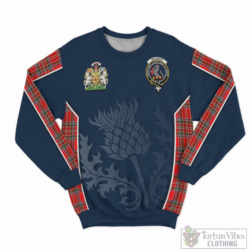 Tartan Vibes Clothing MacBain Tartan Sweatshirt with Family Crest and Scottish Thistle Vibes Sport Style