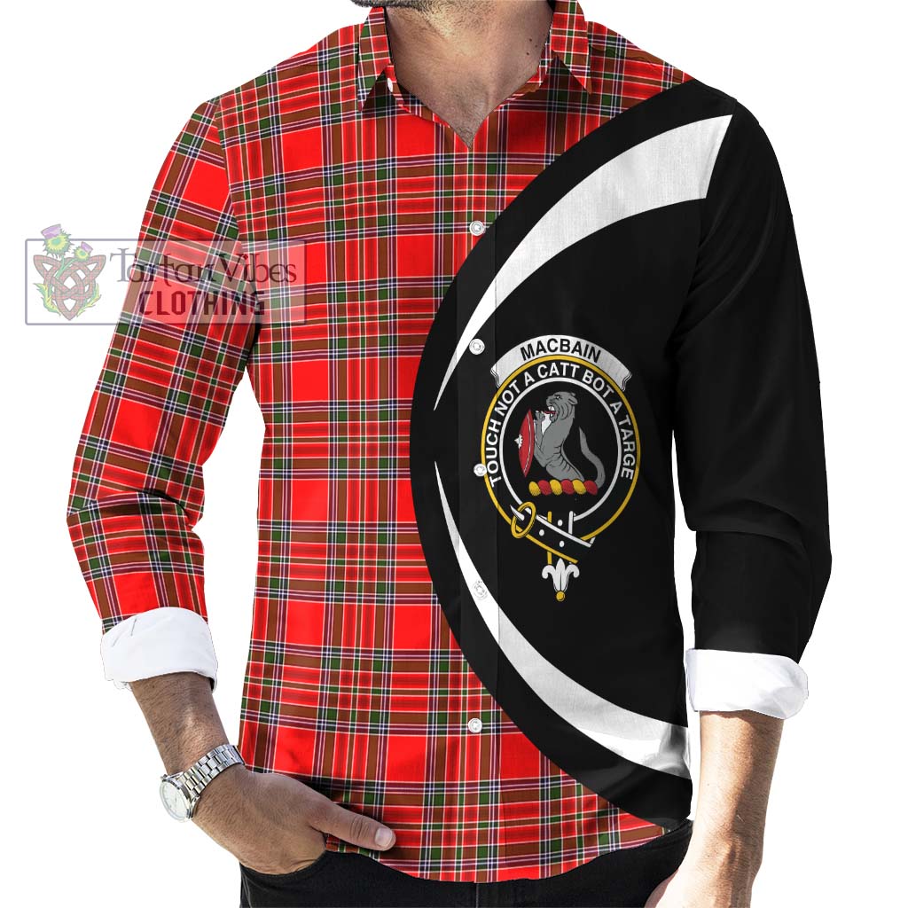 MacBain Tartan Long Sleeve Button Up with Family Crest Circle Style - Tartan Vibes Clothing