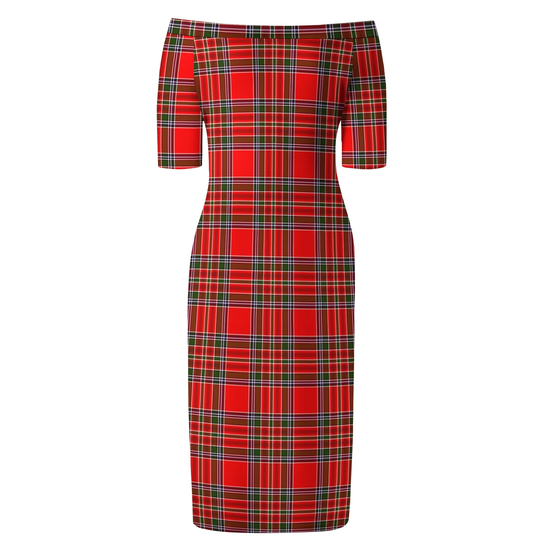 MacBain Tartan Off Shoulder Lady Dress - Tartanvibesclothing