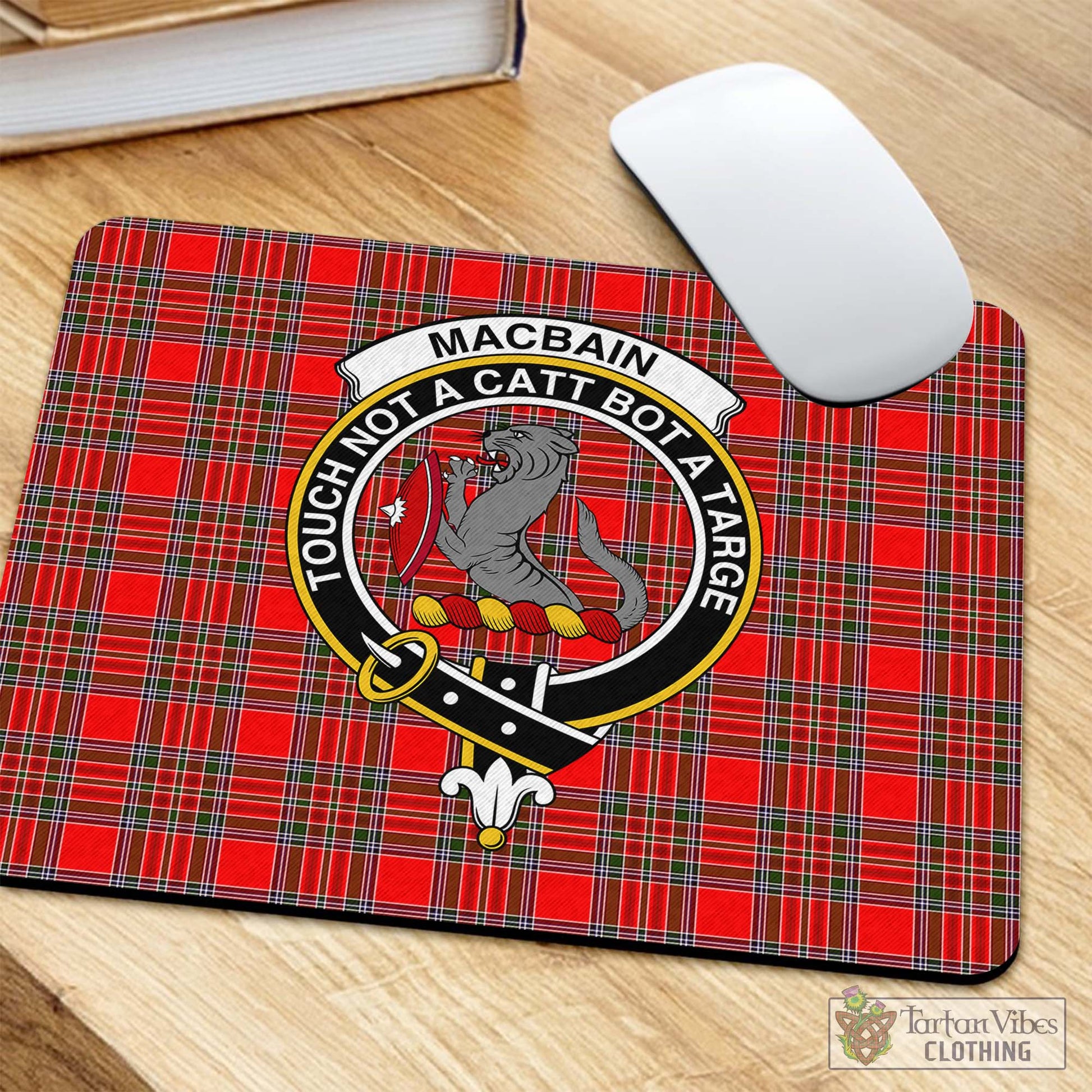 Tartan Vibes Clothing MacBain Tartan Mouse Pad with Family Crest