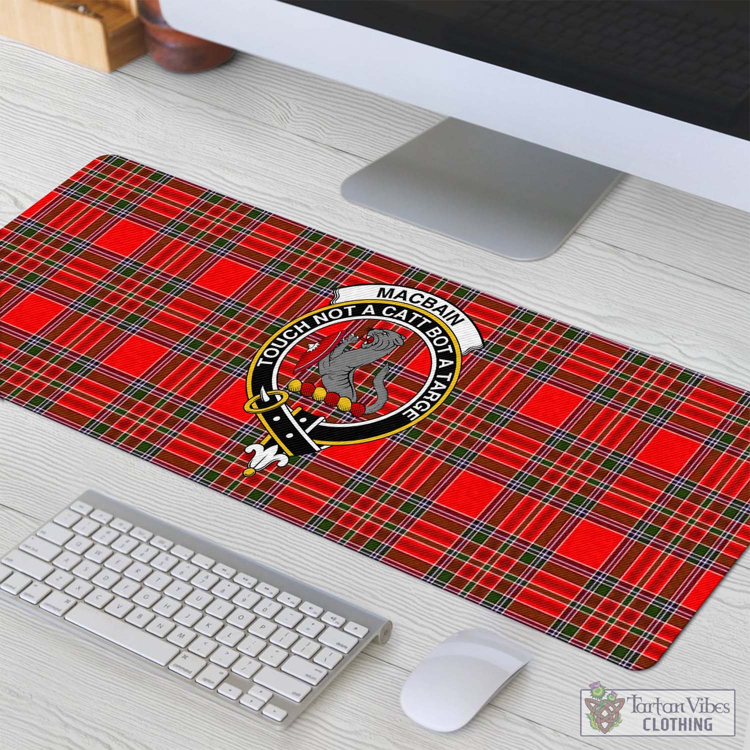 Tartan Vibes Clothing MacBain Tartan Mouse Pad with Family Crest