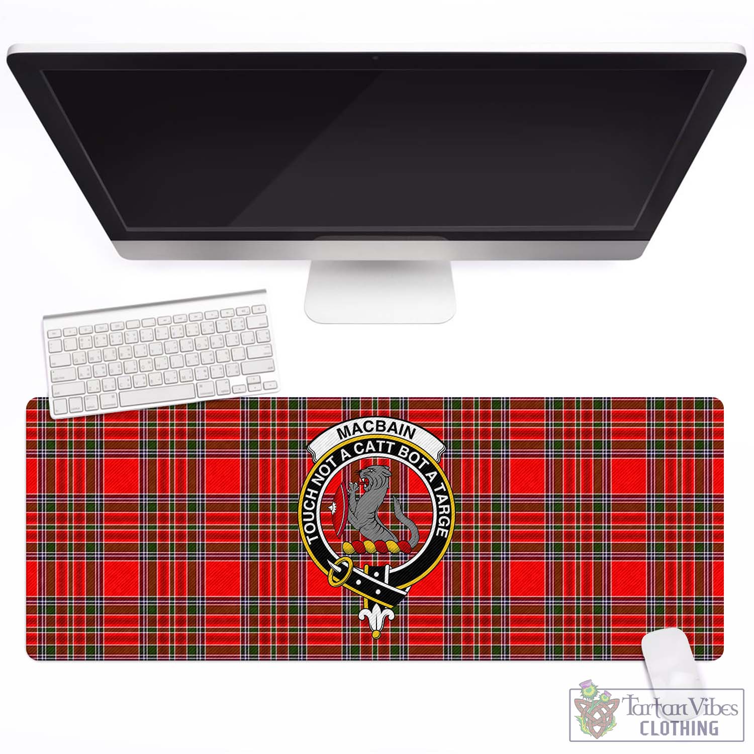 Tartan Vibes Clothing MacBain Tartan Mouse Pad with Family Crest