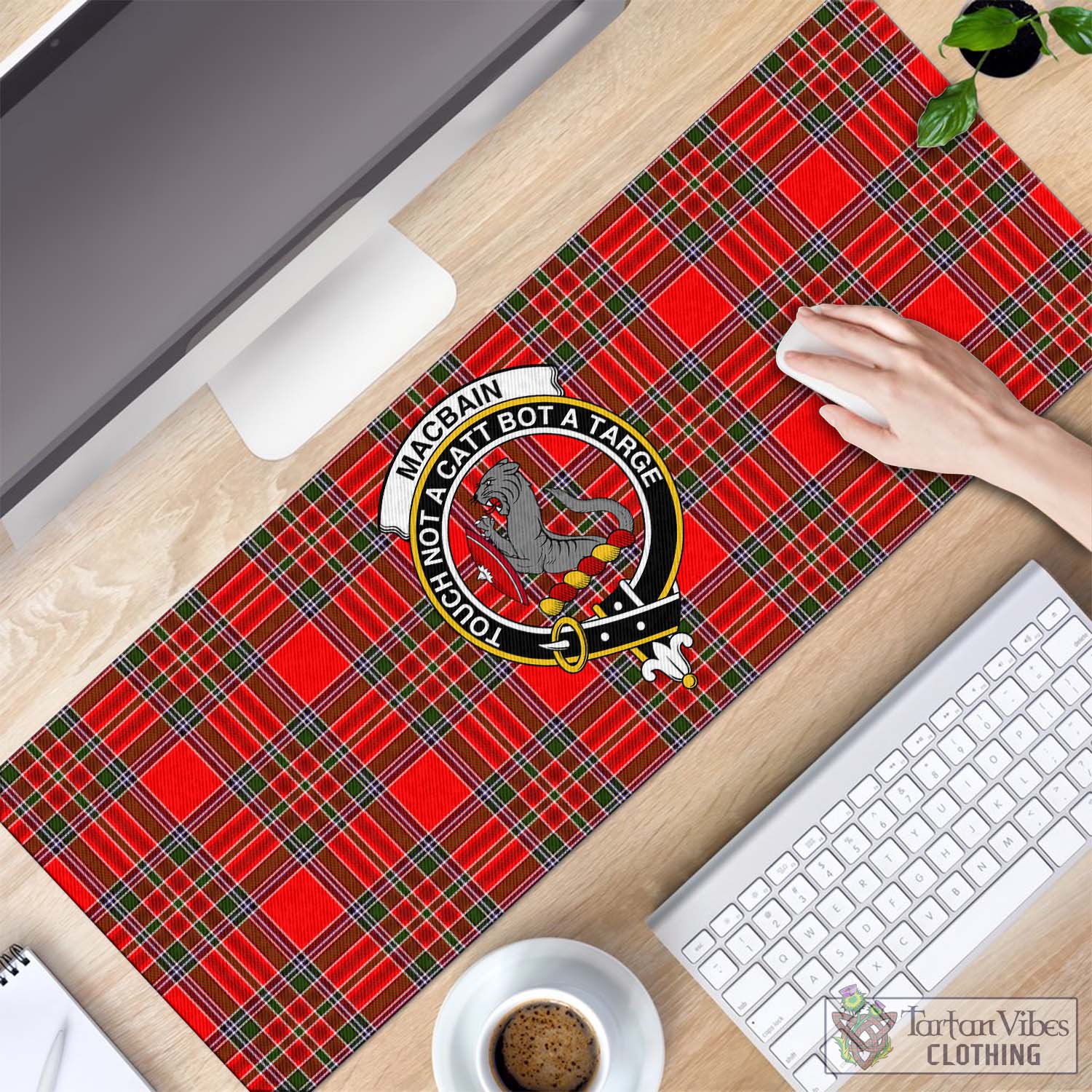 Tartan Vibes Clothing MacBain Tartan Mouse Pad with Family Crest