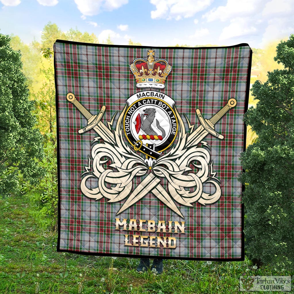 Tartan Vibes Clothing MacBain Dress Tartan Quilt with Clan Crest and the Golden Sword of Courageous Legacy