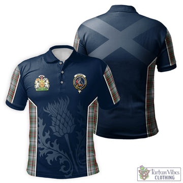 MacBain Dress Tartan Men's Polo Shirt with Family Crest and Scottish Thistle Vibes Sport Style