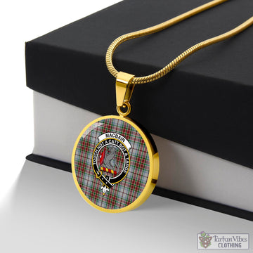 MacBain Dress Tartan Circle Necklace with Family Crest