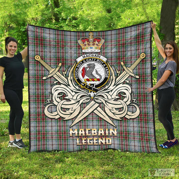 MacBain Dress Tartan Quilt with Clan Crest and the Golden Sword of Courageous Legacy