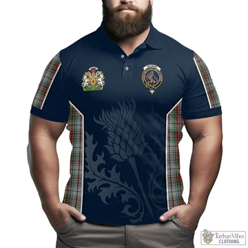 MacBain Dress Tartan Men's Polo Shirt with Family Crest and Scottish Thistle Vibes Sport Style