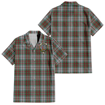 MacBain Dress Tartan Short Sleeve Button Down Shirt with Family Crest