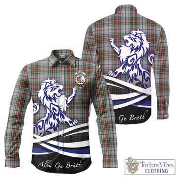MacBain Dress Tartan Long Sleeve Button Up Shirt with Alba Gu Brath Regal Lion Emblem