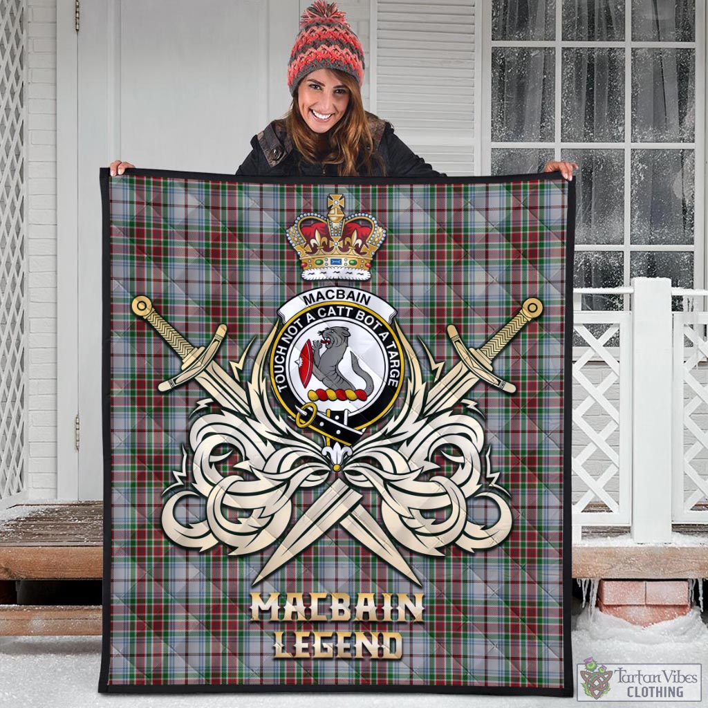 Tartan Vibes Clothing MacBain Dress Tartan Quilt with Clan Crest and the Golden Sword of Courageous Legacy