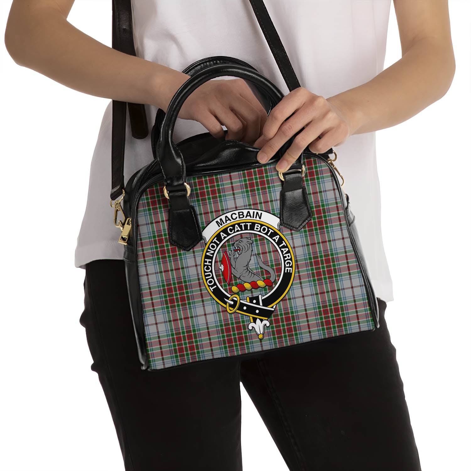 MacBain Dress Tartan Shoulder Handbags with Family Crest - Tartanvibesclothing