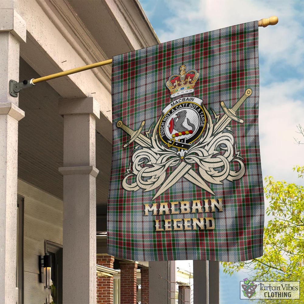 Tartan Vibes Clothing MacBain Dress Tartan Flag with Clan Crest and the Golden Sword of Courageous Legacy
