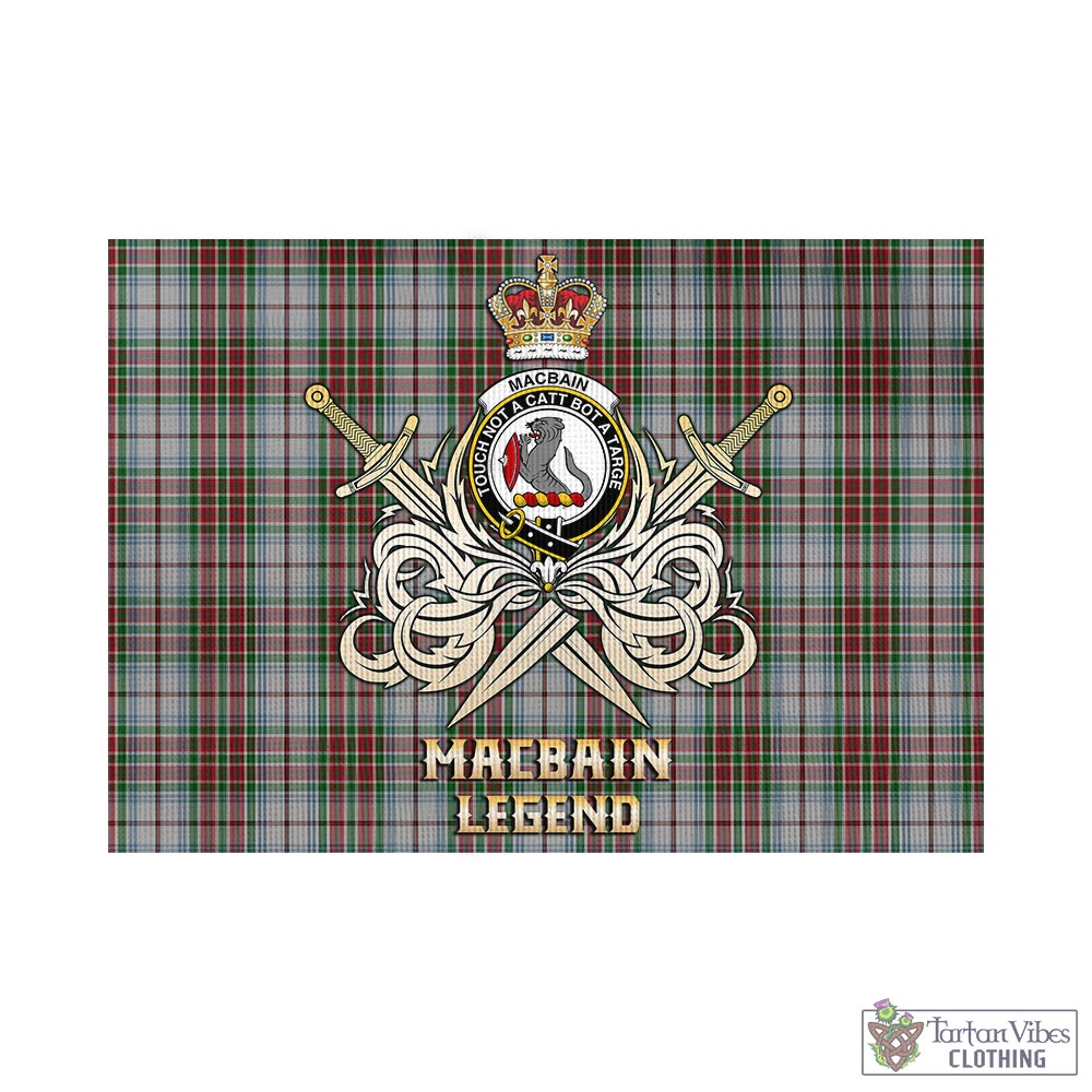 Tartan Vibes Clothing MacBain Dress Tartan Flag with Clan Crest and the Golden Sword of Courageous Legacy