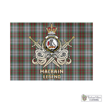 MacBain Dress Tartan Flag with Clan Crest and the Golden Sword of Courageous Legacy