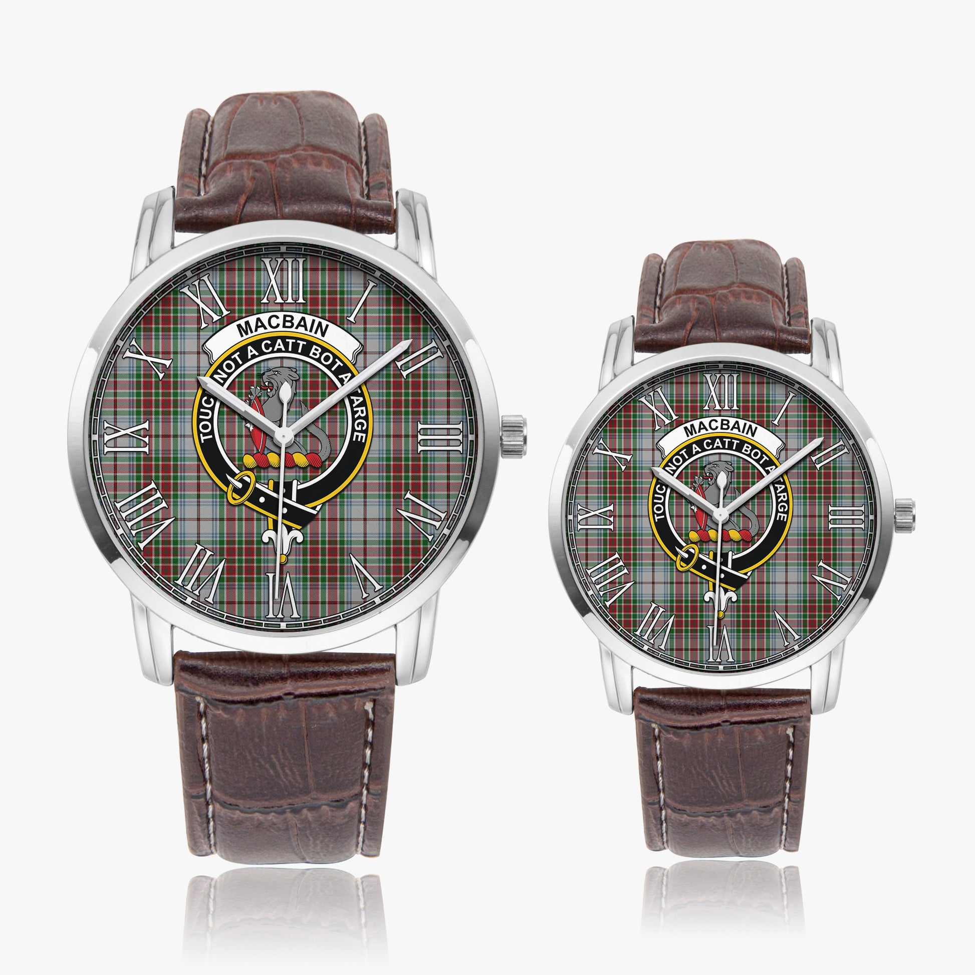 MacBain Dress Tartan Family Crest Leather Strap Quartz Watch - Tartanvibesclothing