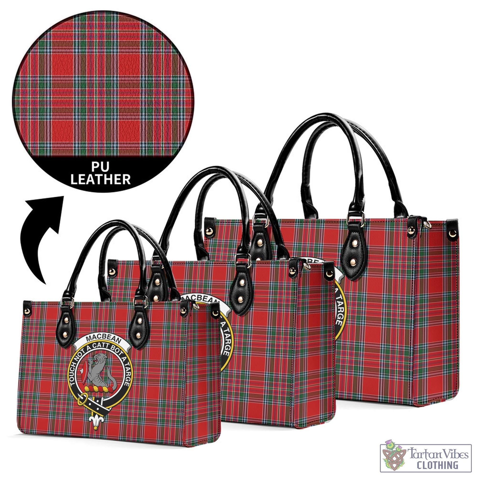 MacBean (MacBain) Tartan Luxury Leather Handbags with Family Crest L - Tartan Vibes Clothing