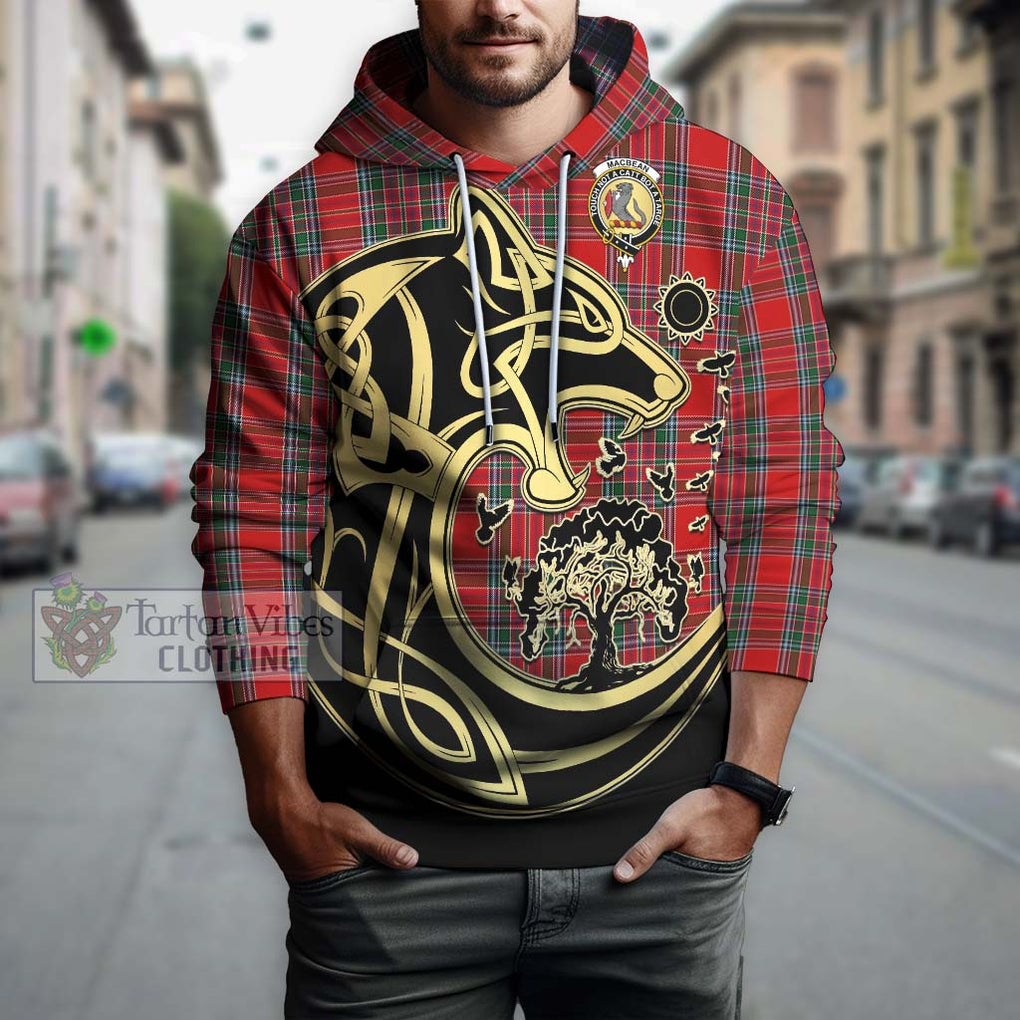 MacBean (MacBain) Tartan Hoodie with Family Crest Celtic Wolf Style Zip Hoodie - Tartan Vibes Clothing