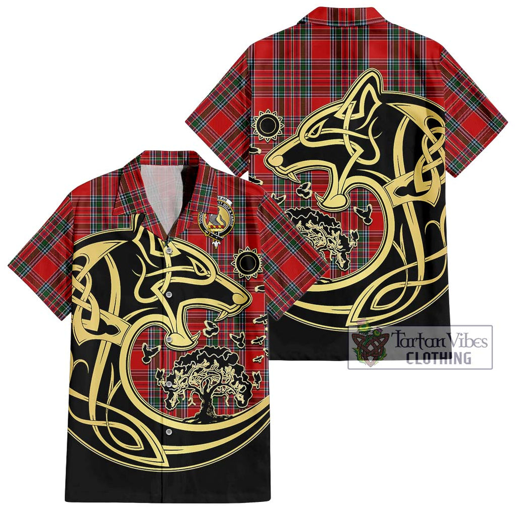 MacBean (MacBain) Tartan Hawaiian Shirt with Family Crest Celtic Wolf Style Kid - Tartan Vibes Clothing