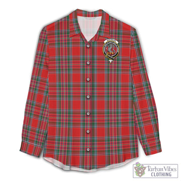 MacBean (MacBain) Tartan Women's Casual Shirt with Family Crest Female - Tartan Vibes Clothing