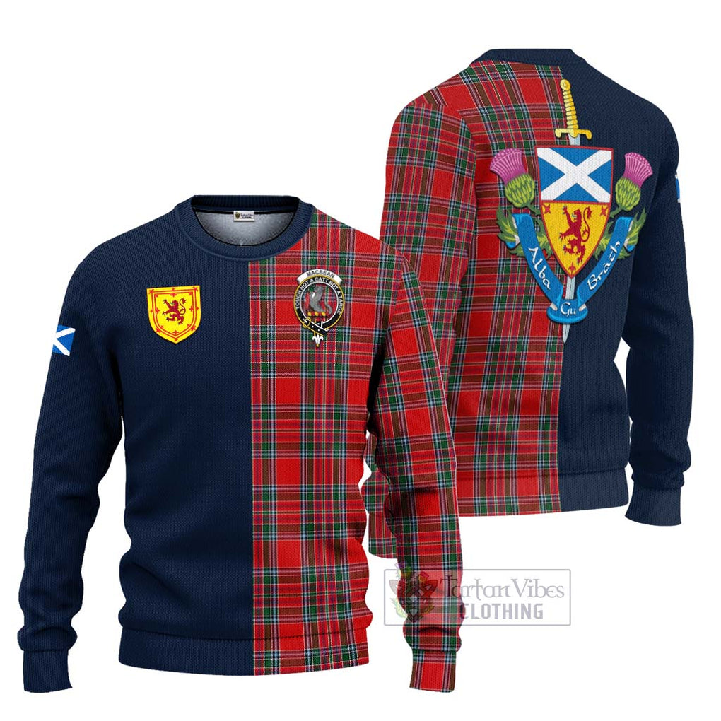 MacBean (MacBain) Tartan Ugly Sweater Alba with Scottish Lion Royal Arm Half Style Unisex - Tartan Vibes Clothing