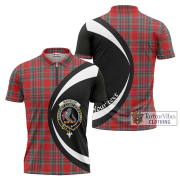 MacBean (MacBain) Tartan Zipper Polo Shirt with Family Crest Circle Style Unisex - Tartan Vibes Clothing