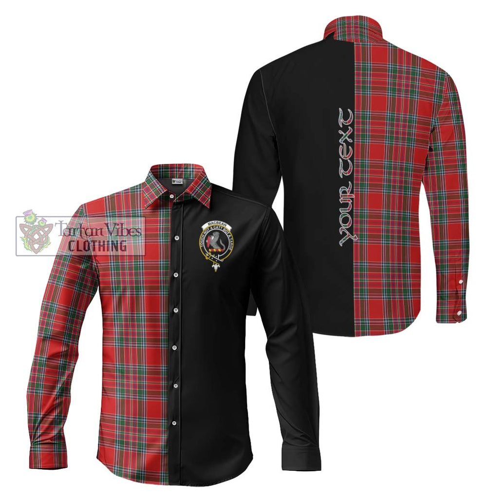 MacBean (MacBain) Tartan Long Sleeve Button Shirt with Family Crest and Half Of Me Style Men's Shirt S - Tartanvibesclothing Shop