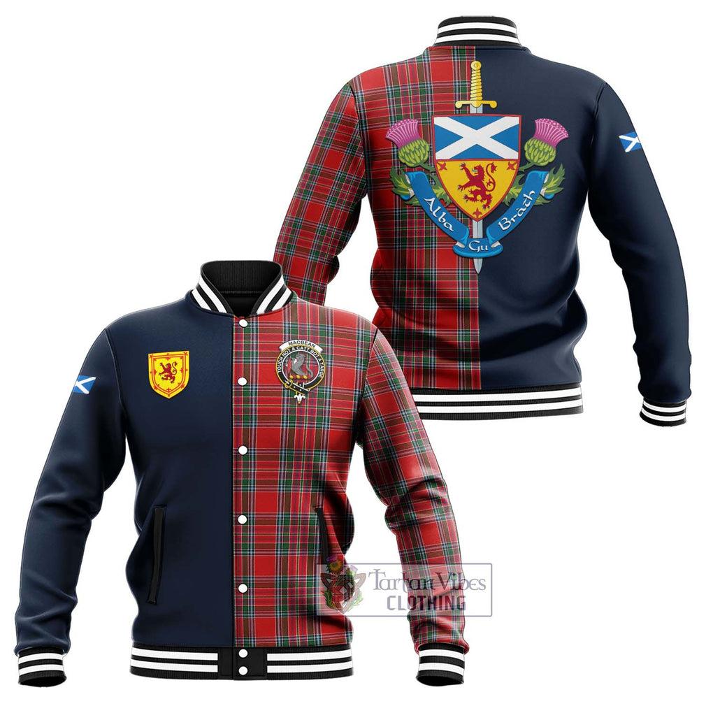 MacBean (MacBain) Tartan Baseball Jacket Alba with Scottish Lion Royal Arm Half Style Unisex - Tartan Vibes Clothing